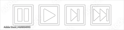 Four different music player controls, including play, pause, next, and previous.