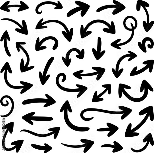 Wallpaper Mural Seamless pattern of hand drawn black arrows Torontodigital.ca