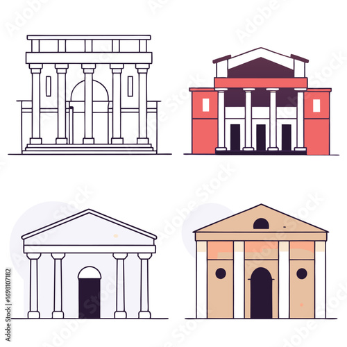 Collection of classical and neoclassical building facades