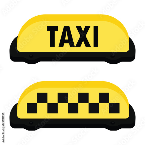 Yellow taxi sign or symbol icon set. Taxi service.