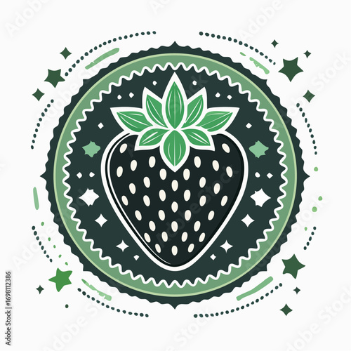Garden strawberry fruit or strawberries flat color vector icon for food apps and websites