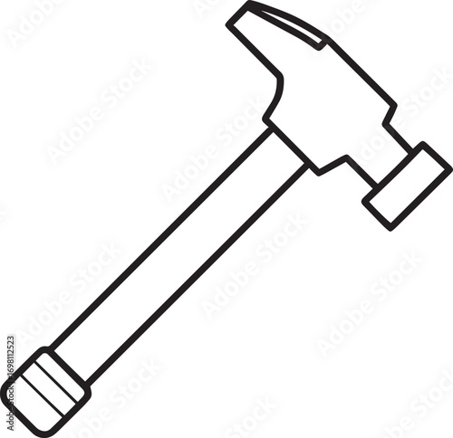 Simple outline drawing of a claw hammer tool vector illustration
