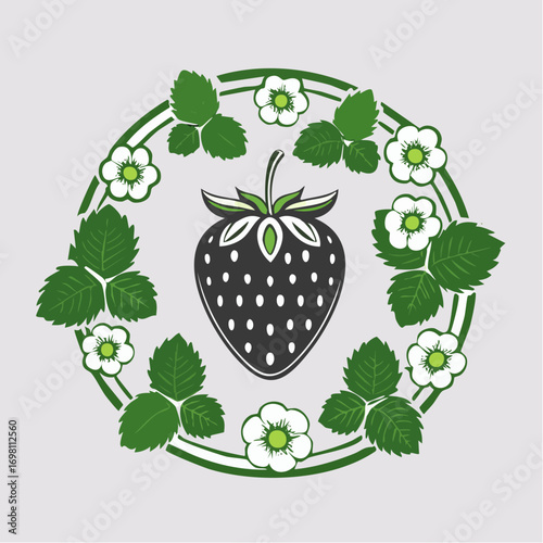 Garden strawberry fruit or strawberries flat color vector icon for food apps and websites