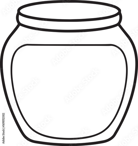 Simple outline drawing of an empty glass jar vector illustration