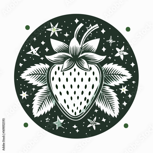Garden strawberry fruit or strawberries flat color vector icon for food apps and websites