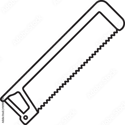 Simple line drawing of a handheld hacksaw tool