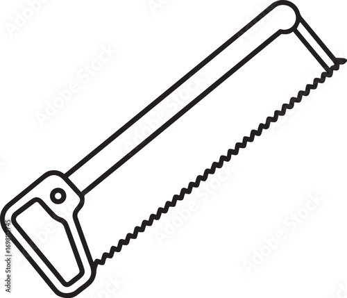 Simple line drawing of a handheld hacksaw tool