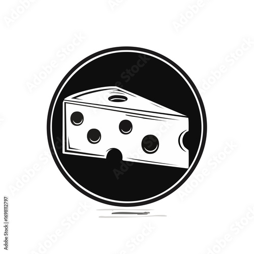 Swiss cheese or emmental cheese flat color icon for food apps and websites