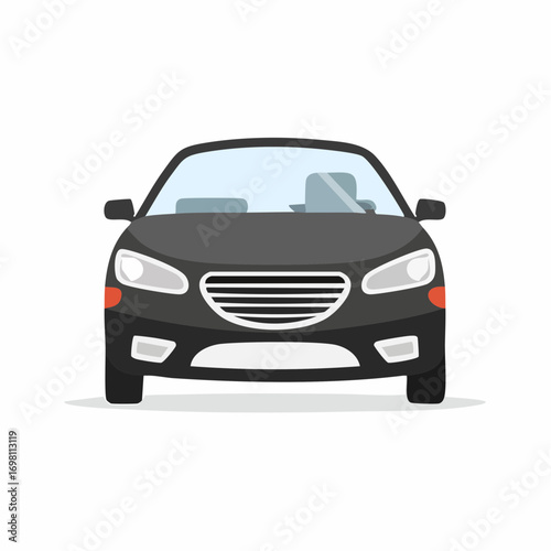 Sedan car, vehicle or automobile front view flat vector icon for apps and websites
