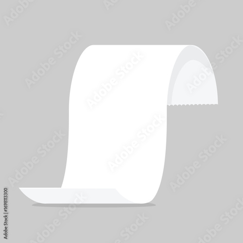 Rolled curved blank cash receipt or ticket