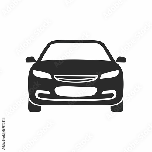 Sedan car, vehicle or automobile front view flat vector icon for apps and websites
