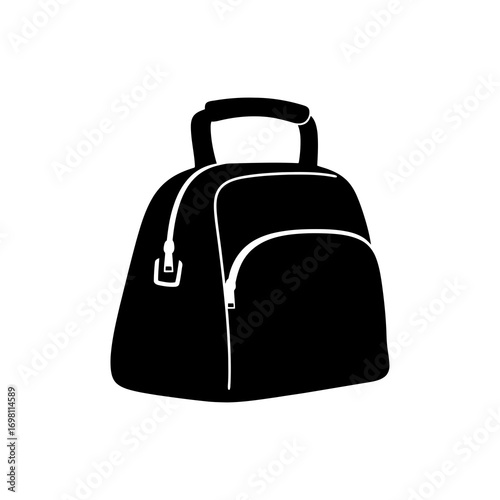 Black silhouette of a duffel bag with zipper and handle