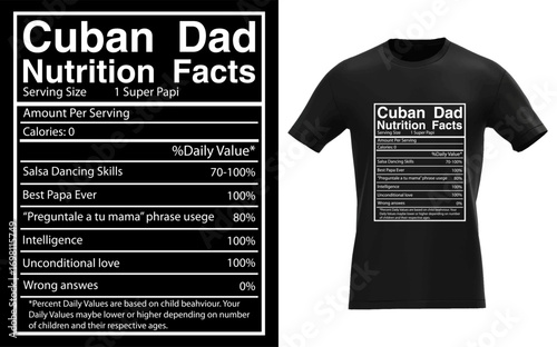 Mens Regalo para Papa - Nutrition Facts Funny Cuban Dad