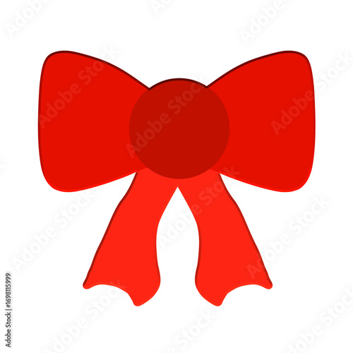 3D Red ribbon illustration element for decoration, christmas bow