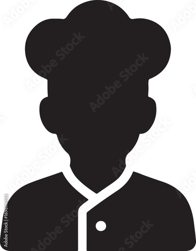 Chef avatar with hat silhouette icon for cooking, restaurant, culinary, kitchen and food service.