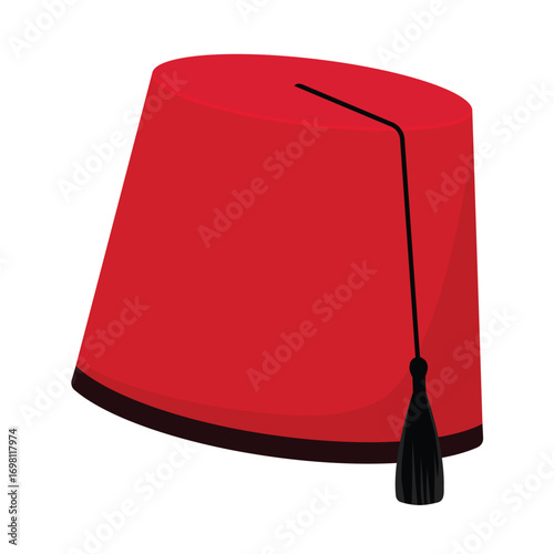 Red Turkish hat fez. Turkish symbol. Vecto illustration