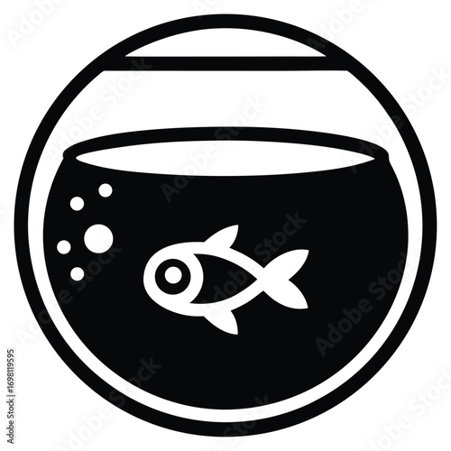 fish tank  round bowl  vector icon