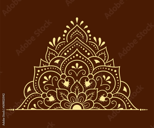 Circular pattern in form of mandala with flower for Henna, Mehndi, tattoo, decoration. Decorative ornament in ethnic oriental style. Outline doodle hand draw vector illustration.