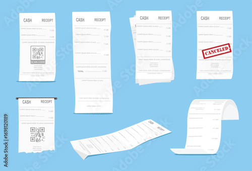 Set of paper check and financial check