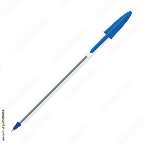 Cheap blue plastic ballpoint pen realistic