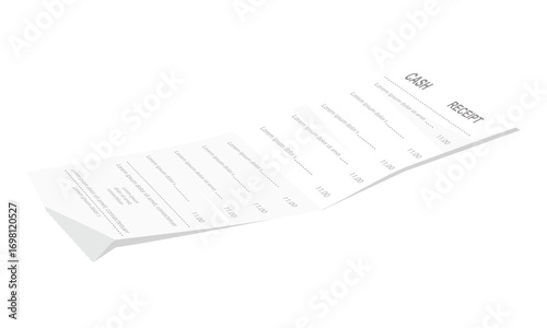 Long paper check or financial check. Cash receipt