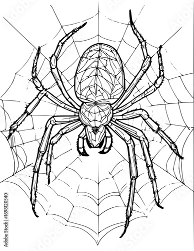 Detailed spider illustration perfect for Halloween designs and educational materials