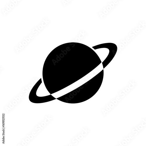 Illustration of a planet with prominent ring on transparent background