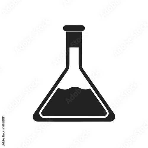 Black silhouette of a laboratory flask icon on transparent background