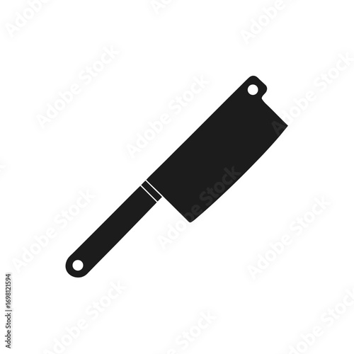 Illustration of a black cleaver knife tool on transparent background