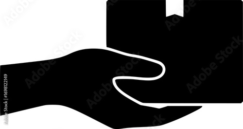 Hand holding box vector icon symbol. illustration sign collection.
