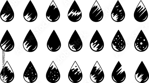 Dirty water drop icon vector collection. 