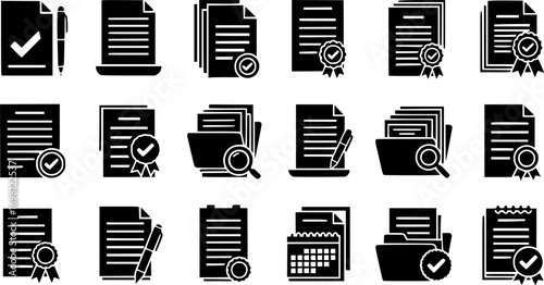 Approved document icon vector collection.