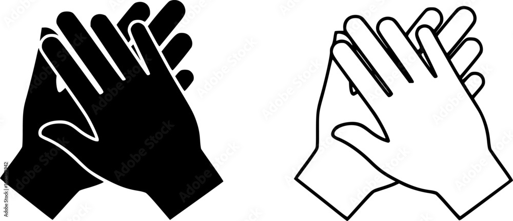 Fototapeta premium Clap icon vector set in black flat and line stroke style