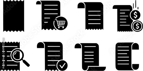 Paper receipt icon vector collection. 