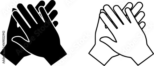 Clap icon vector set in black flat and line stroke style