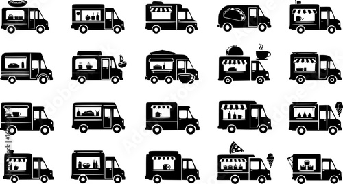 Food truck Icon set. vectors for apps and website designs