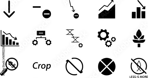 Reduction chart Icon set. vectors for apps and website designs