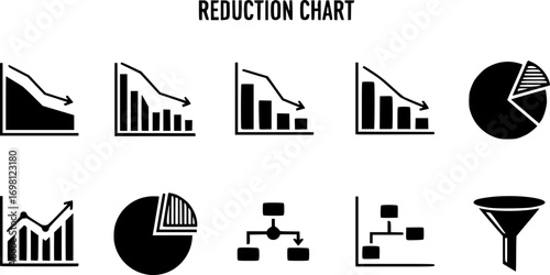 Reduction chart Icon set. vectors for apps and website designs