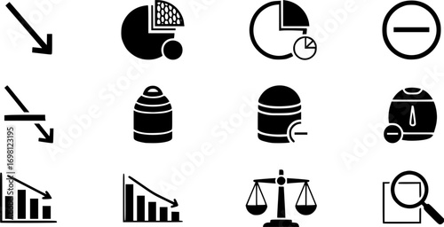 Reduction chart Icon set. vectors for apps and website designs