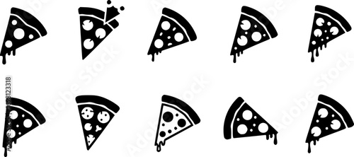 Pizza slice icon Graphic vector set for ui design
