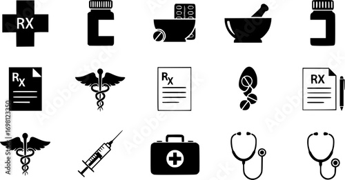 RX icon Graphic vector set for ui design

