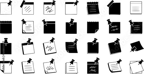 Note sticky icon vector collection. 