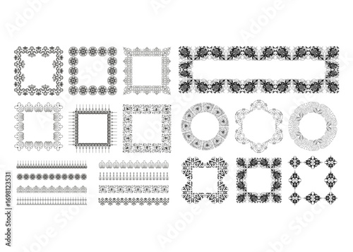 Ornamental Decorative Frames, Brush and Borders Set – Vintage Vector Collection