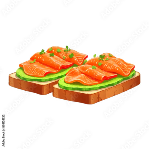 sandwich with salmon, avocado