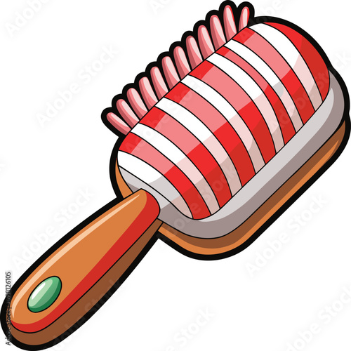 Christmas Pet Care Red Striped Hairbrush Cartoon Design