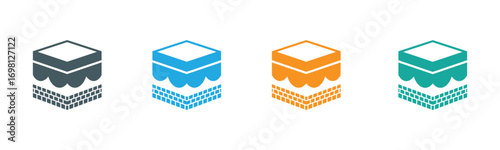 Kaaba simple flat icon set vector illustration. Islamic vector design Kaaba in Mecca icon for Hajj and Ramadan or Edi.Colorful Kaaba icons for your next project design needs,