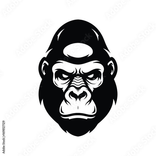 Fierce gorilla head mascot logo illustration.