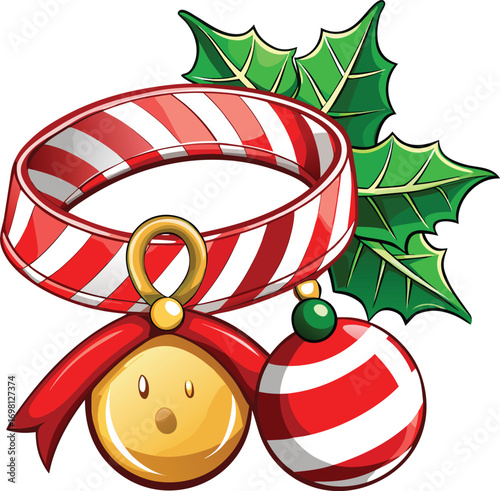 Christmas Pet Care Christmas Bell Ornament Holly Design