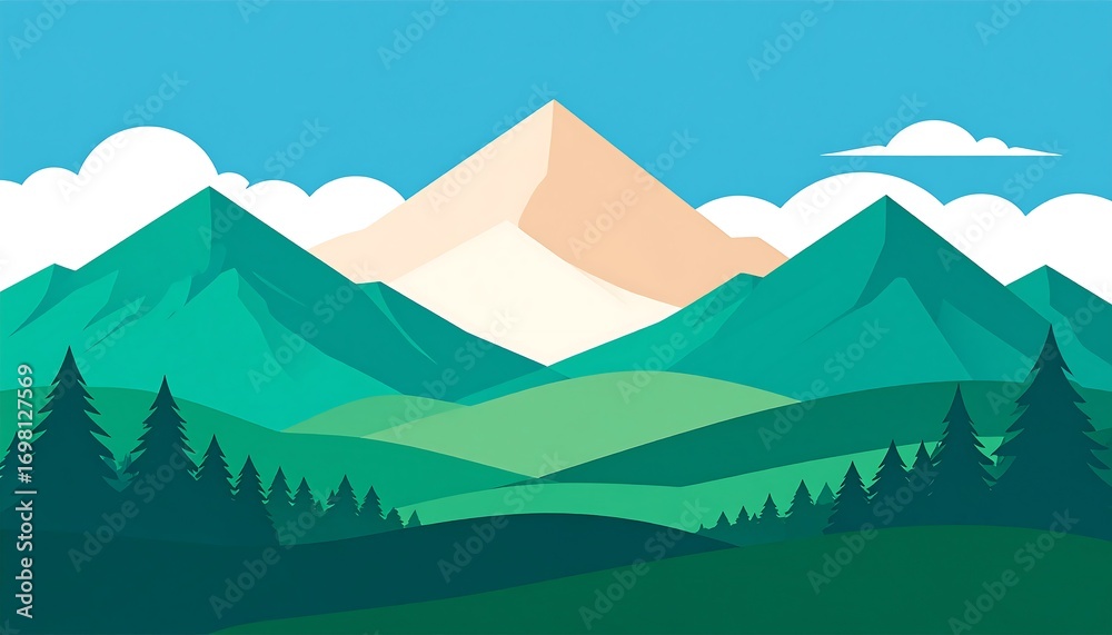 Naklejka premium Mountain landscape illustration