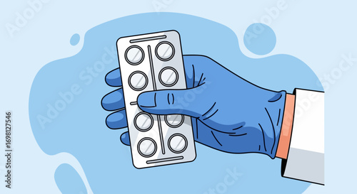 Doctor s Hand in Glove Holding Pills Healthcare Medicine Pharmacy Concept